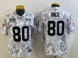 Cheap Women's San Francisco 49ers #80 Jerry Rice 2024 F.U.S.E. Arctic Camo Salute to Service Limited Football Stitched Jersey(Run Small)