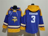 Men's Minnesota Vikings #3 Jordan Addison Purple Yellow Ageless Must-Have Lace-Up Pullover Hoodie