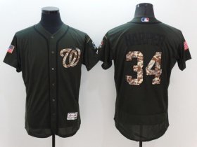 Wholesale Cheap Men Washington Nationals #34 Harper Green Camo Elite 2022 MLB Jersey