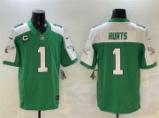 Cheap Men's Philadelphia Eagles #1 Jalen Hurts Green White F.U.S.E. 4-Star C Patch Vapor Untouchable Limited Football Stitched Jersey