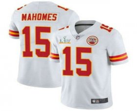 Wholesale Cheap Men\'s Kansas City Chiefs #15 Patrick Mahomes White 2021 Super Bowl LV Vapor Untouchable Stitched Nike Limited NFL Jersey