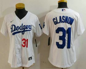 Cheap Women\'s Los Angeles Dodgers #31 Tyler Glasnow Number White Stitched Cool Base Nike Jersey