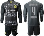 Wholesale Cheap Dortmund #4 Diallo Away Long Sleeves Soccer Club Jersey