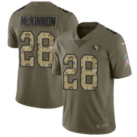 Wholesale Cheap Nike 49ers #28 Jerick McKinnon Olive/Camo Youth Stitched NFL Limited 2017 Salute to Service Jersey