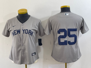 Cheap Women's New York Yankees #25 Gleyber Torres Gray Stitched Cool Base Nike Jersey