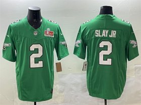 Men\'s Philadelphia Eagles #2 Darius Slay Jr. Green 2025 Super Bowl LIX Patch F.U.S.E. Throwback Vapor Untouchable Limited Stitched Football Jersey