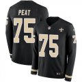 Wholesale Cheap Nike Saints #75 Andrus Peat Black Team Color Youth Stitched NFL Limited Therma Long Sleeve Jersey