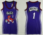 Wholesale Cheap Women's Toronto Raptors #1 Tracy McGrady Purple Dress