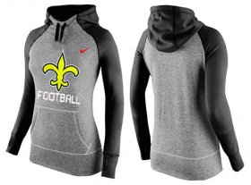 Wholesale Cheap Women\'s Nike New Orleans Saints Performance Hoodie Grey & Black_1