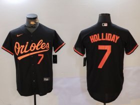 Men\'s Baltimore Orioles #7 Jackson Holliday Number Black Cool Base Jersey