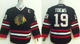 Wholesale Cheap Blackhawks #19 Jonathan Toews Stitched Black Youth NHL Jersey