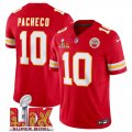 Men's Kansas City Chiefs #10 Isiah Pacheco Red 2025 Super Bowl LIX Patch F.U.S.E. Vapor Limited Stitched Football Jersey