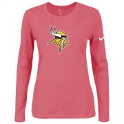 Wholesale Cheap Women's Nike Minnesota Vikings Of The City Long Sleeve Tri-Blend NFL T-Shirt Pink