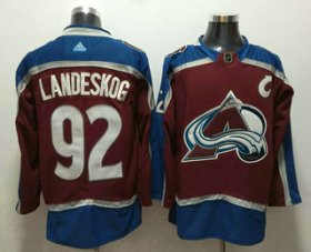 Wholesale Cheap Men\'s Colorado Avalanche #92 Gabriel Landeskog Red With C Patch 2017-2018 Hockey Stitched NHL Jersey