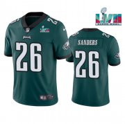 Wholesale Cheap Men's Philadelphia Eagles #26 Miles Sanders Green Super Bowl LVII Patch Vapor Untouchable Limited Stitched Jersey