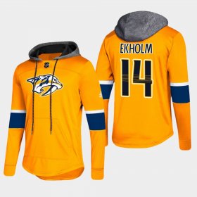 Wholesale Cheap Predators #14 Mattias Ekholm Gold 2018 Pullover Platinum Hoodie