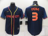 Wholesale Cheap Men's Houston Astros #3 Jeremy Pena 2022 Navy Blue City Connect Cool Base Stitched Jersey