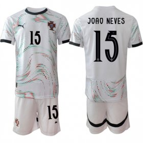 Cheap Men\'s Portugal Team #15 Joao Neves 2025 White Away Soccer Jersey Suit