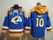 Wholesale Cheap Men's Los Angeles Rams #10 Cooper Kupp 2022 Royal Super Bowl LVI Champions Pullover Hoodie