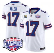 Cheap Men's Buffalo Bills #17 Josh Allen White F.U.S.E. 2024 AFC East Division Champions With 4-Star C Ptach Vapor Limited Stitched Football Jersey