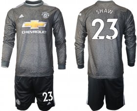 Wholesale Cheap Men 2020-2021 club Manchester united away long sleeve 23 black Soccer Jerseys