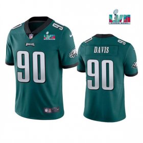 Wholesale Cheap Men\'s Philadelphia Eagles #90 Jordan Davis Green Super Bowl LVII Patch Vapor Untouchable Limited Stitched Jersey