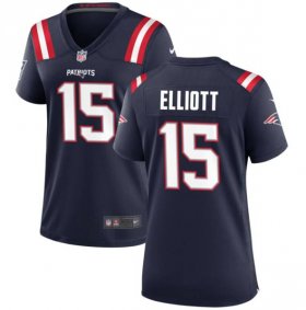 Cheap Women\'s New England Patriots #15 Ezekiel Elliott Navy Stitched Jersey(Run Small)