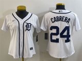 Cheap Women's Detroit Tigers #24 Miguel Cabrera White Cool Base Stitched Baseball Jersey(Run Small)