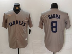 Men\'s New York Yankees #8 Barra Name Grey Stitched Nike Throwback Jersey