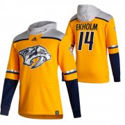 Wholesale Cheap Nashville Predators #14 Mattias Ekholm Adidas Reverse Retro Pullover Hoodie Gold