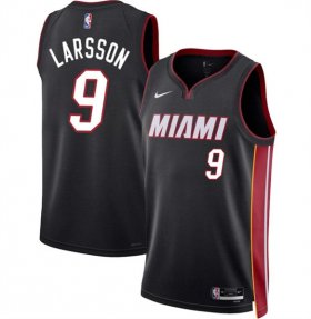 Men\'s Miami Heat #9 Pelle Larsson Black 2024 Draft Icon Edition Stitched Basketball Jersey