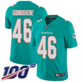 Wholesale Cheap Nike Dolphins #46 Noah Igbinoghene Aqua Green Team Color Men\'s Stitched NFL 100th Season Vapor Untouchable Limited Jersey