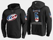 Wholesale Cheap Hurricanes #5 Noah Hanifin NHL Banner Wave Usa Flag Black Hoodie