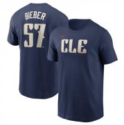 Cheap Men's Cleveland Guardians #57 Shane Bieber Navy 2024 City Connect Name & Number T-Shirt