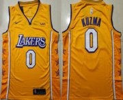 Wholesale Cheap Men's Los Angeles Lakers #0 Kyle Kuzma Yellow 2020 Nike City Edition Swingman Jersey With The Sponsor Logo