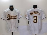 Cheap Men's San Diego Padres #3 Jackson Merrill White 2023 Cool Base Stitched Jersey