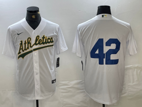 Cheap Men\'s Oakland Athletics #42 Jackie Robinson White Cool Base Stitched Baseball Jersey