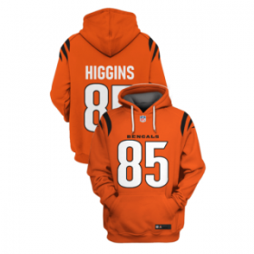 Wholesale Cheap Men\'s Orange Cincinnati Bengals #85 Tee Higgins 2021 Pullover Hoodie