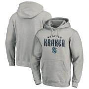 Wholesale Cheap Seattle Kraken Team Lockup Pullover Hoodie Heather Gray