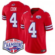 Cheap Men's Buffalo Bills #4 James Cook Red F.U.S.E. 2024 AFC East Division Champions Vapor Limited Stitched Football Jersey