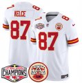 Cheap Men's Kansas City Chiefs #87 Travis Kelce White F.U.S.E. 2024 AFC West Division Champions Vapor Limited Stitched Football Jersey