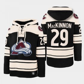 Wholesale Cheap Men\'s Colorado Avalanche #29 Nathan MacKinnon Black All Stitched Sweatshirt Hoodie