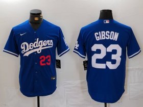 Men\'s Los Angeles Dodgers #23 Kirk Gibson Number Blue Cool Base Stitched Jersey