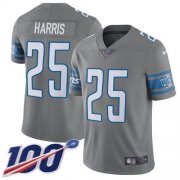 Wholesale Cheap Nike Lions #25 Will Harris Gray Men's Stitched NFL Limited Rush 100th Season Jersey