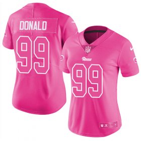 Wholesale Cheap Nike Rams #99 Aaron Donald Pink Women\'s Stitched NFL Limited Rush Fashion Jersey