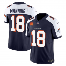 Cheap Men\'s Denver Broncos #18 Peyton Manning Navy 2024 F.U.S.E. With 4-Star C Patch Vapor Limited Stitched Football Jersey