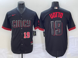 Wholesale Cheap Men's Cincinnati Reds #19 Joey Votto Number Black 2023 City Connect Cool Base Stitched Jersey1