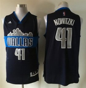 Wholesale Cheap Men\'s Dallas Mavericks #41 Dirk Nowitzki Revolution 30 Swingman The City Navy Blue Jersey