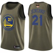 Wholesale Cheap Warriors #21 Jonas Jerebko Green 2019 Finals Bound Basketball Swingman Salute to Service Jersey