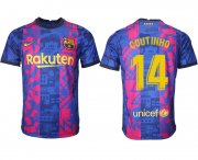 Wholesale Cheap Men 2021-2022 Club Barcelona blue training suit aaa version 14 Soccer Jerseys